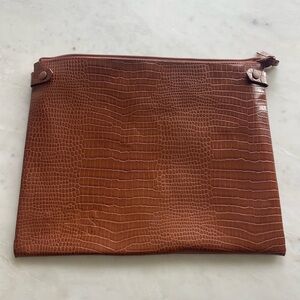Beis Brown Crocodile Embossed 16” Laptop Sleeve